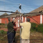 Spiderbeam almost ready (L-R: Jan SP3CYY, Janusz SP6IXF, Jurek SP3GEM)