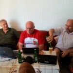 Technical meeting before the DXpedition. Win-Test network configuration L-R SP3CYY, SP6EQZ, SP9FOW