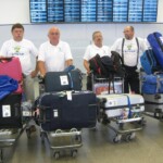 Prague Airport. L-R: Krzysztof SP6JIU, Włodek SP6EQZ, Ryszard SP6FXY, Roman SP9FOW