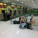 Waiting for the flight from Jakarta to VK9X: SP9FOW (left) and SP3CYY (right)